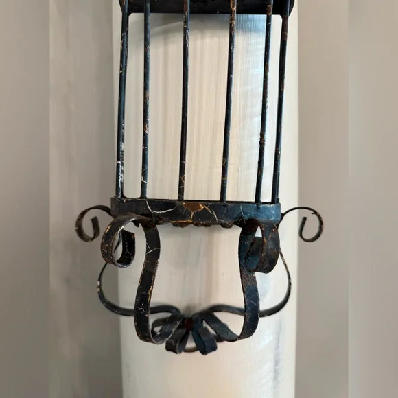 Vintage Rustic Chippy Black Metal Candle Holder - Picture 14 of 15